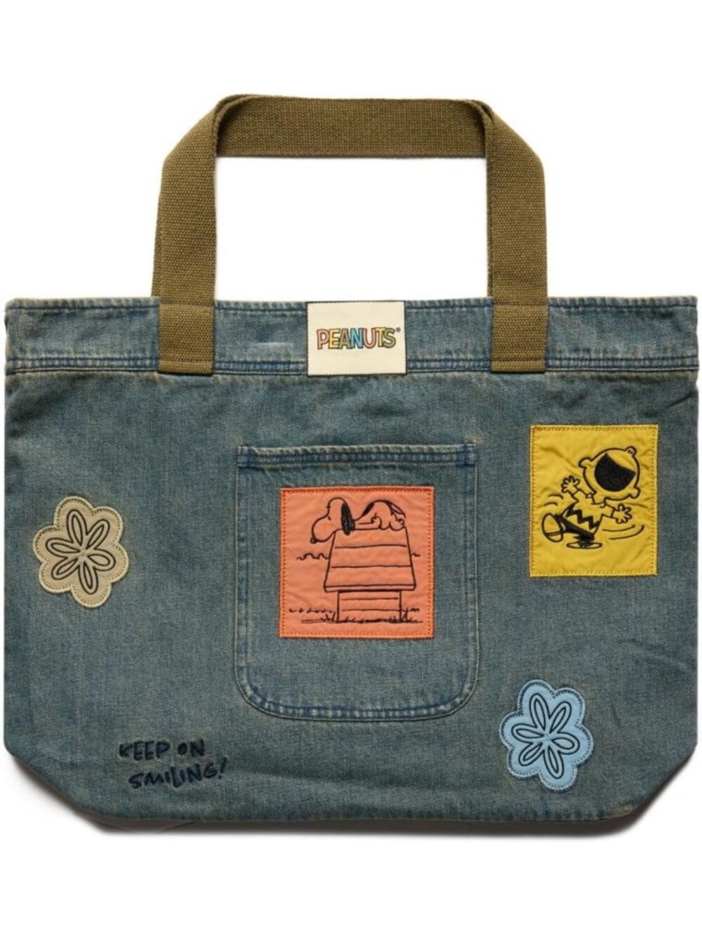 Denim Women's Tote Bag with Snoopy & Woodstock Print, Oversized, Stylish & Fun